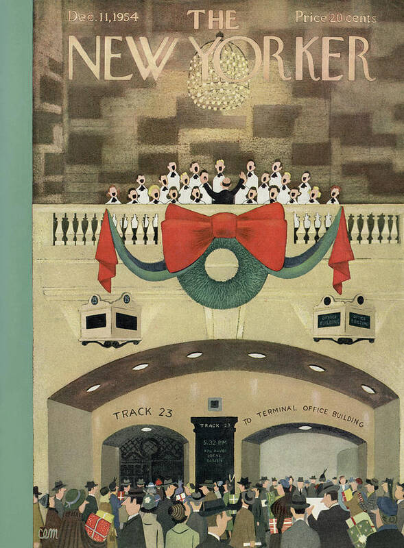 Train Poster featuring the painting New Yorker December 11th, 1954 by Charles E Martin