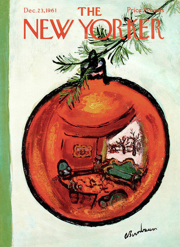 Christmas Poster featuring the painting New Yorker December 23rd, 1961 by Abe Birnbaum