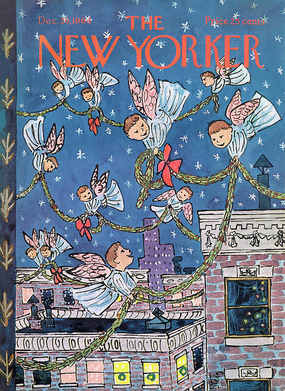 Christmas Poster featuring the painting New Yorker December 26th, 1964 by William Steig