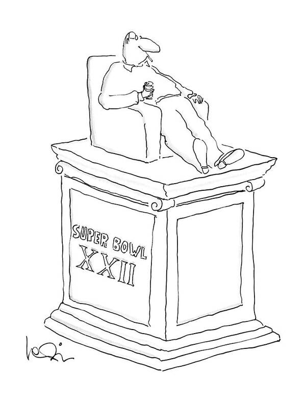 No Caption
Monument Of Man Sitting In Easy Chair And Holding Can Of Beer Poster featuring the drawing New Yorker February 1st, 1988 by Arnie Levin