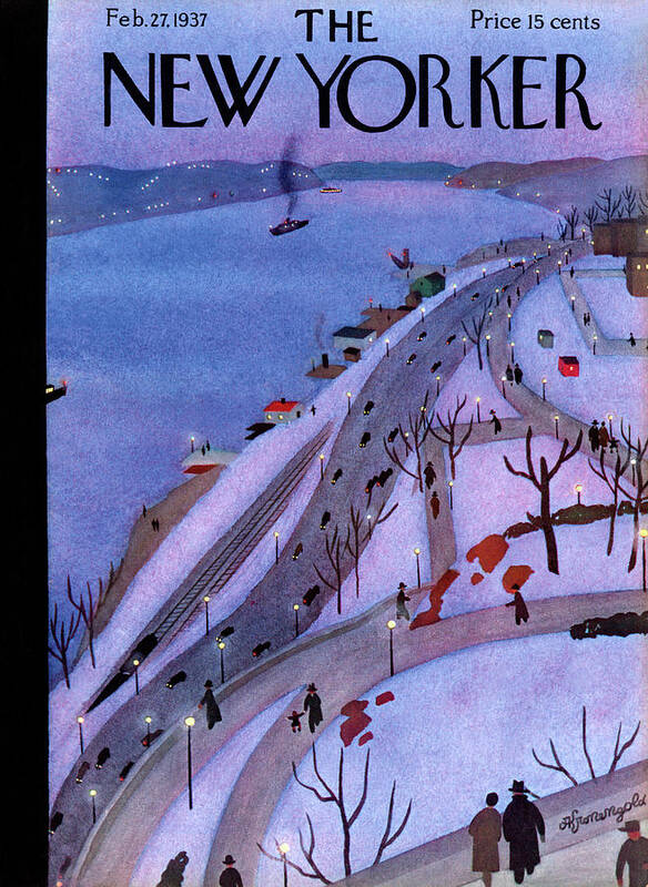 Park Poster featuring the painting New Yorker February 27, 1937 by Adolph K Kronengold