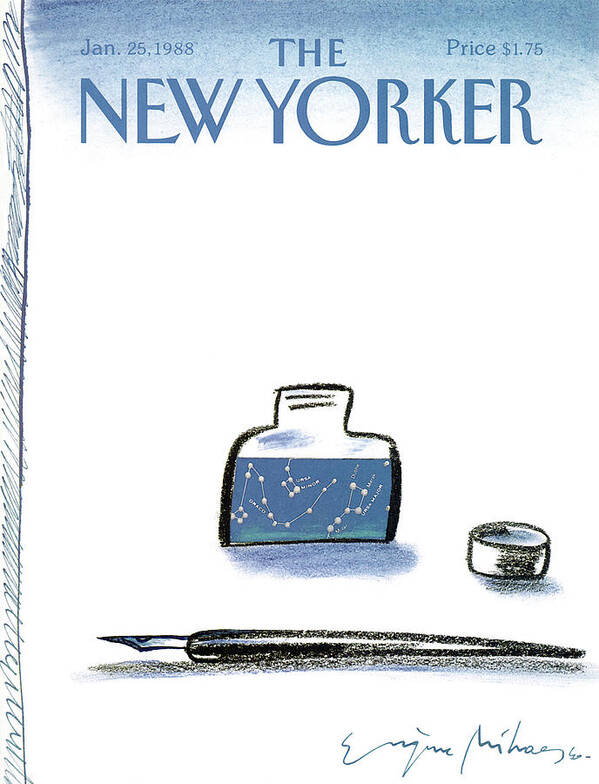 Pen Poster featuring the painting New Yorker January 25th, 1988 by Eugene Mihaesco