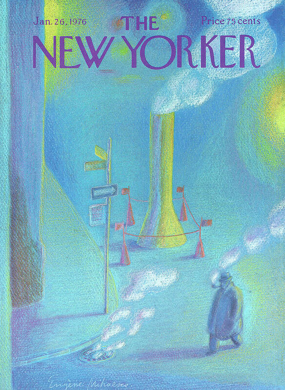 Smoke Poster featuring the painting New Yorker January 26th, 1976 by Eugene Mihaesco