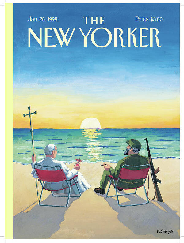 On The Beach Poster featuring the painting New Yorker January 26th, 1998 by R Sikoryak