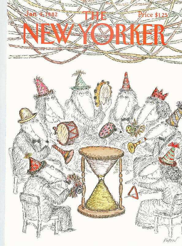 Holidays Poster featuring the painting New Yorker January 4th, 1982 by Edward Koren