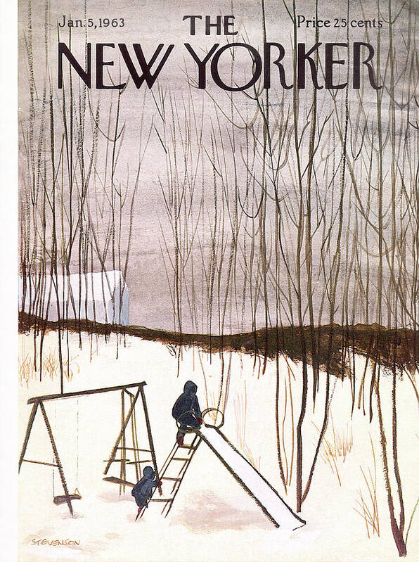 Kid Poster featuring the painting New Yorker January 5th, 1963 by James Stevenson