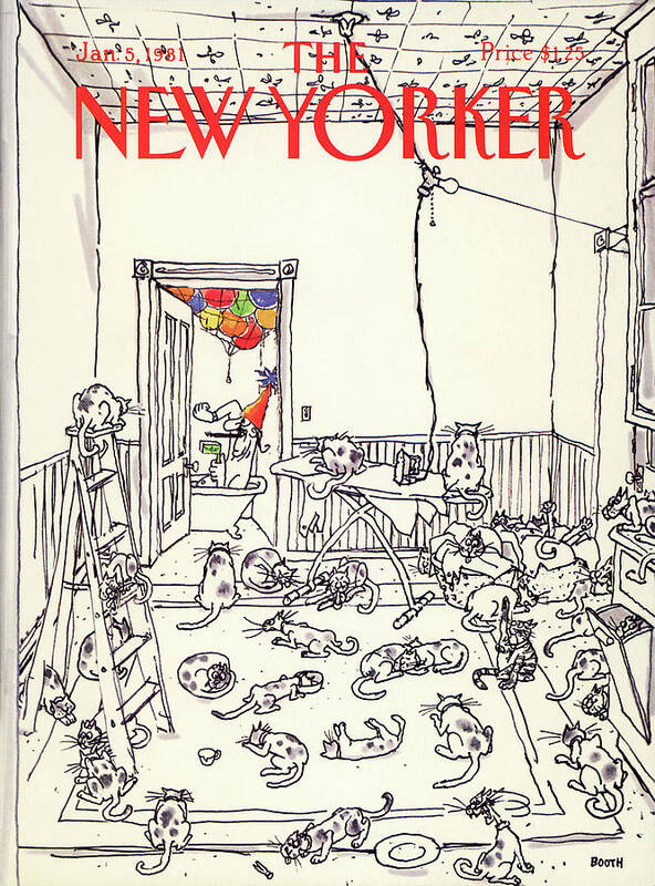 Holiday Poster featuring the painting New Yorker January 5th, 1981 by George Booth