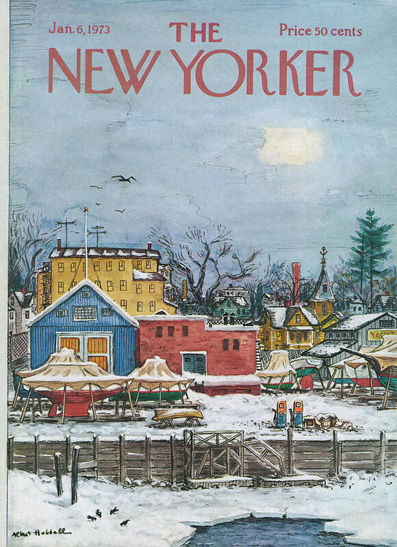 Town Poster featuring the painting New Yorker January 6th, 1973 by Albert Hubbell