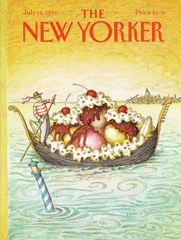 Dining Poster featuring the painting New Yorker July 16th, 1990 by John O'Brien