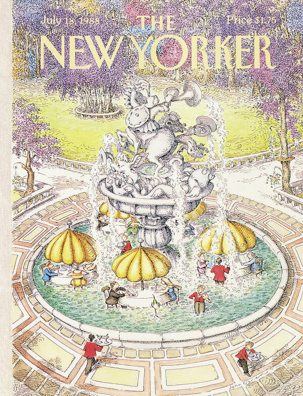 Dining Poster featuring the painting New Yorker July 18th, 1988 by John O'Brien