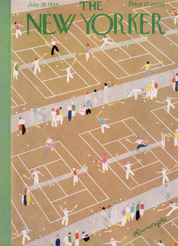Tennis Poster featuring the painting New Yorker July 28th, 1934 by Adolph K Kronengold
