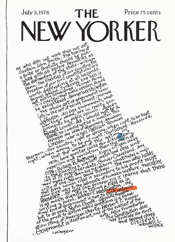 Calligraphy Poster featuring the painting New Yorker July 5th, 1976 by Lou Myers