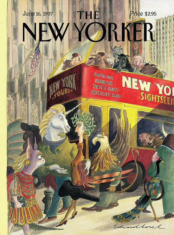 Walkers And Gawkers Artkey 50905 Eso Edward Sorel Poster featuring the painting New Yorker June 16th, 1997 by Edward Sorel