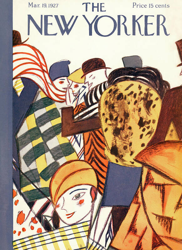 Crowd Crowds Cubism Hats Wind Scarf Stepping Out Wealth Shopping W. Boethling Wbo W. Boethling Wbo Artkey 48082 Poster featuring the painting New Yorker March 19th, 1927 by W Boethling