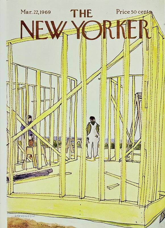 Illustration Poster featuring the painting New Yorker March 22nd 1969 by James Stevenson