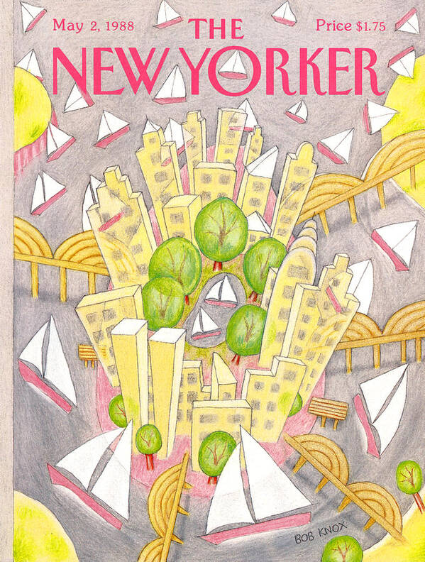  Technology Poster featuring the painting New Yorker May 2nd, 1988 by Bob Knox