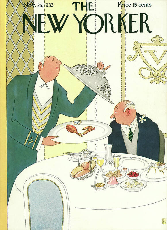 Food Poster featuring the painting New Yorker November 25th, 1933 by Gardner Rea