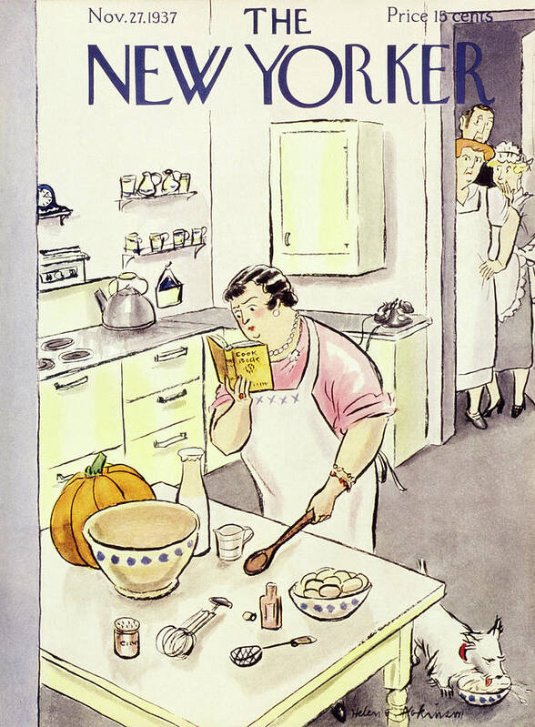Kitchen Poster featuring the painting New Yorker November 27 1937 by Helene E Hokinson