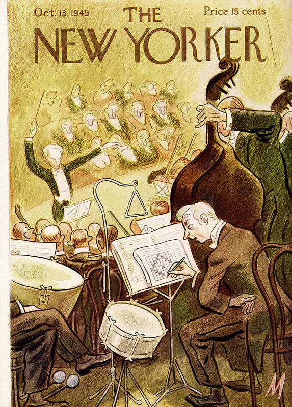 Music Poster featuring the painting New Yorker October 13, 1945 by Julian de Miskey