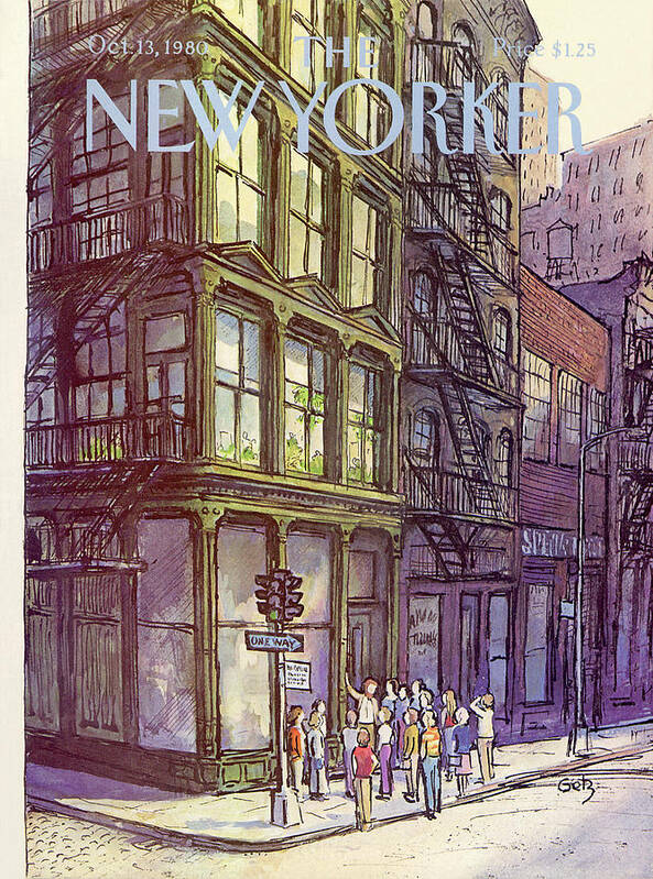 Architecture Poster featuring the painting New Yorker October 13th, 1980 by Arthur Getz