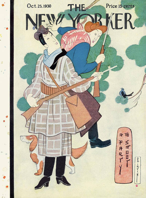 (two Japanese Hunters Equipped With Rifles And A Hunting Dog. ) Japan Art Hunter Sports Outdoors Leisure Guns Ancient Japan Asian Art Decorea Irvin Artkey 47931 Poster featuring the painting New Yorker October 25th, 1930 by Rea Irvin