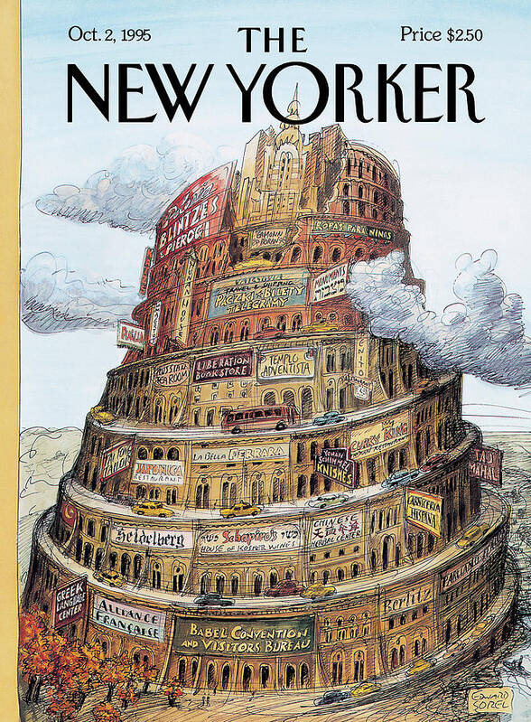 I Love Babel Poster featuring the painting New Yorker October 2nd, 1995 by Edward Sorel