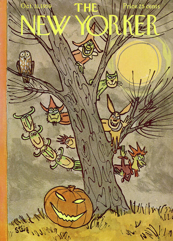 William Steig Wst Poster featuring the painting New Yorker October 31st, 1959 by William Steig