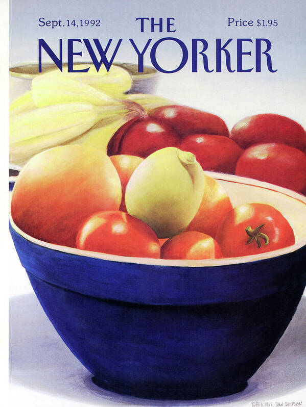 Dining Poster featuring the painting New Yorker September 14th, 1992 by Gretchen Dow Simpson