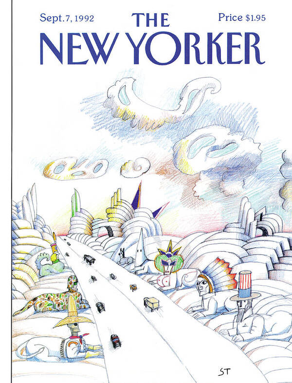 Saul Steinberg Poster featuring the painting New Yorker September 7th, 1992 by Saul Steinberg
