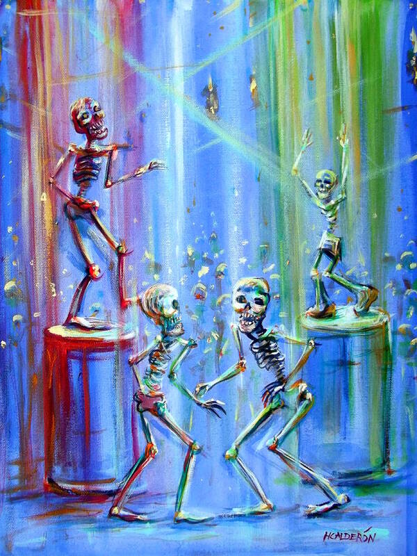 Skeletons Poster featuring the painting Night Club by Heather Calderon
