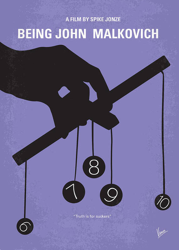 Being John Malkovich Poster featuring the digital art No009 My Being John Malkovich minimal movie poster by Chungkong Art