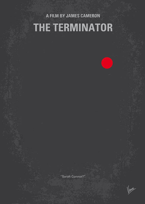 Director: James Cameron Poster featuring the digital art No199 My Terminator minimal movie poster by Chungkong Art
