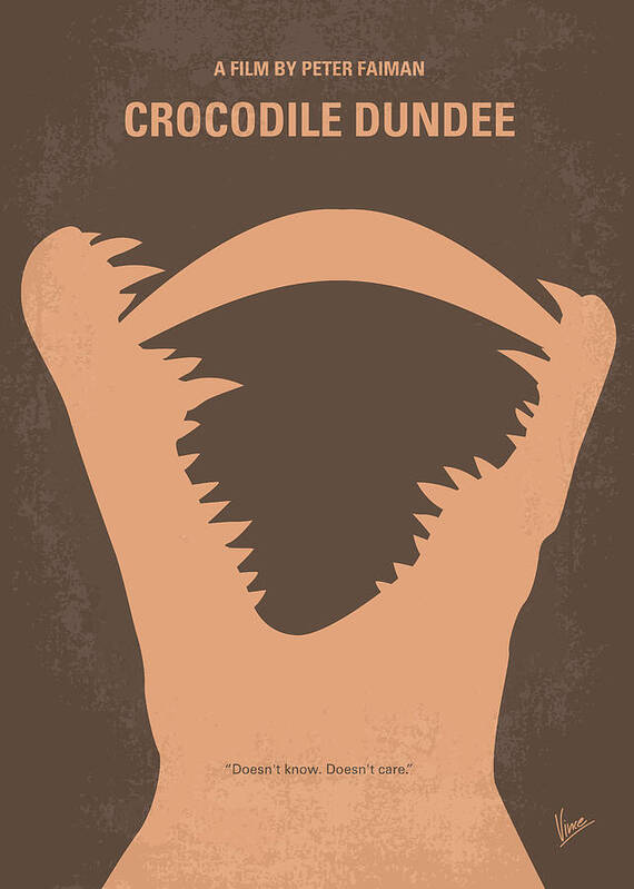 Crocodile Dundee Poster featuring the digital art No210 My Crocodile Dundee minimal movie poster by Chungkong Art