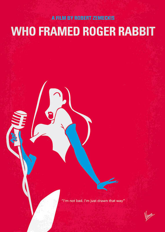 Roger Rabbit Poster featuring the digital art No271 My ROGER RABBIT minimal movie poster by Chungkong Art