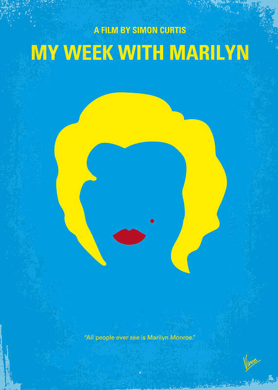 Week With Marilyn Poster featuring the digital art No284 My week with Marilyn minimal movie poster by Chungkong Art