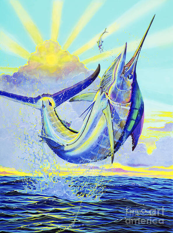 Marlin Poster featuring the painting North Drop Off00132 by Carey Chen