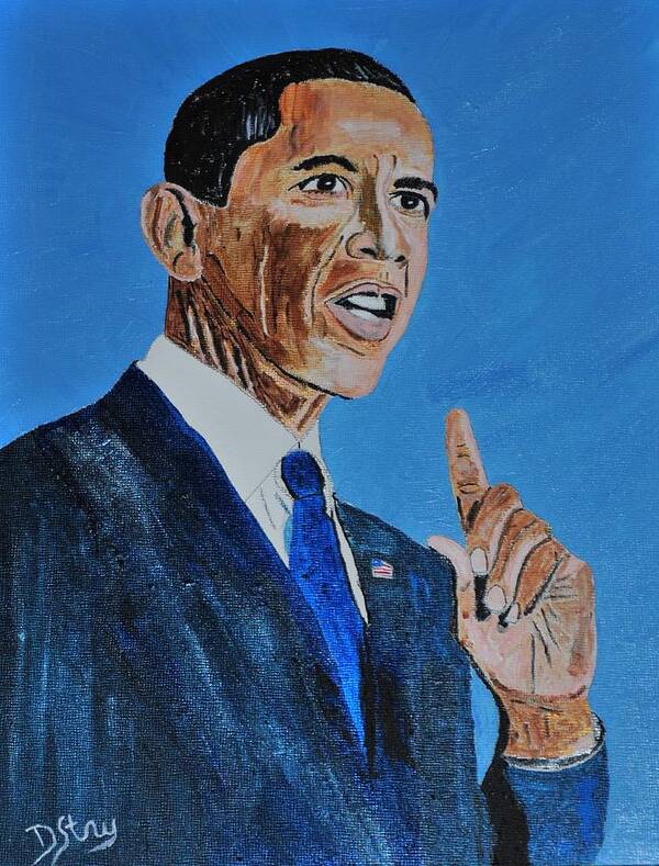 Obama Poster featuring the mixed media Obama by Deborah Stanley