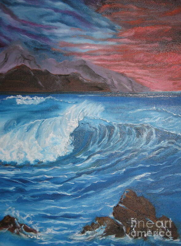 Deep Ocean Waves Poster featuring the painting Ocean Wave by Jenny Lee
