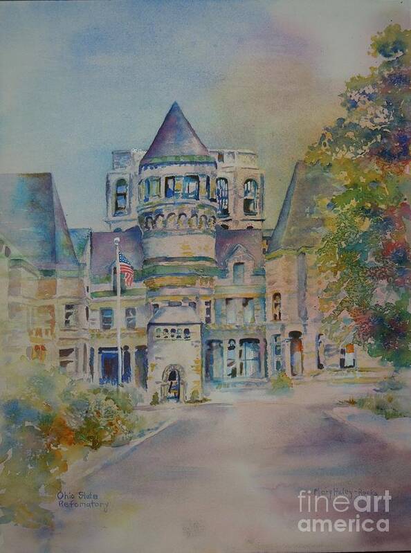 Mansfield Poster featuring the painting Ohio State Reformatory by Mary Haley-Rocks