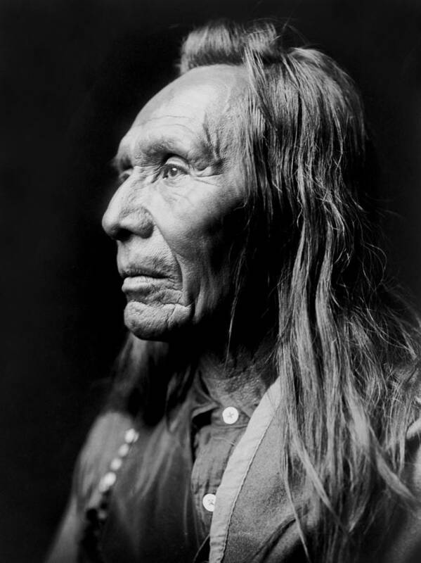 1910 Poster featuring the photograph Old Nez Perce Man circa 1910 by Aged Pixel