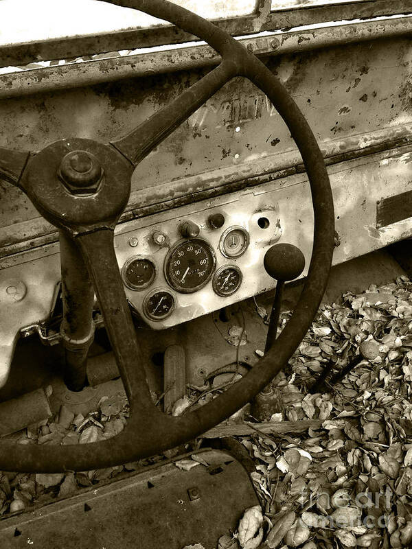 Steering Wheel Poster featuring the photograph Old truck 1 by Micah May