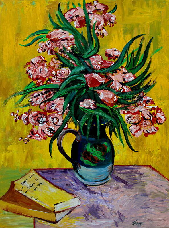 Oleander Poster featuring the painting Oleanders by Karon Melillo DeVega
