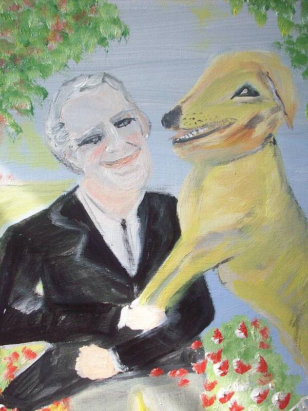 Dog Poster featuring the painting One Man and his Dog by Judith Desrosiers
