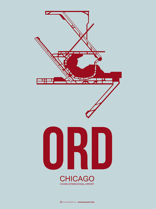 Chicago Poster featuring the digital art ORD Chicago Airport Poster 3 by Naxart Studio