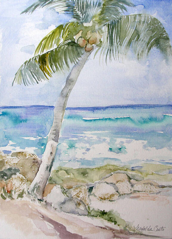 Trees Poster featuring the painting Palm tree study 2 by Mafalda Cento