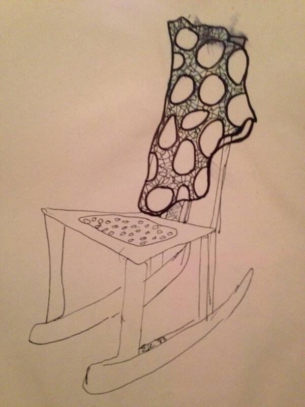 Rocking Chair Poster featuring the drawing Patci's Chair by Erika Jean Chamberlin