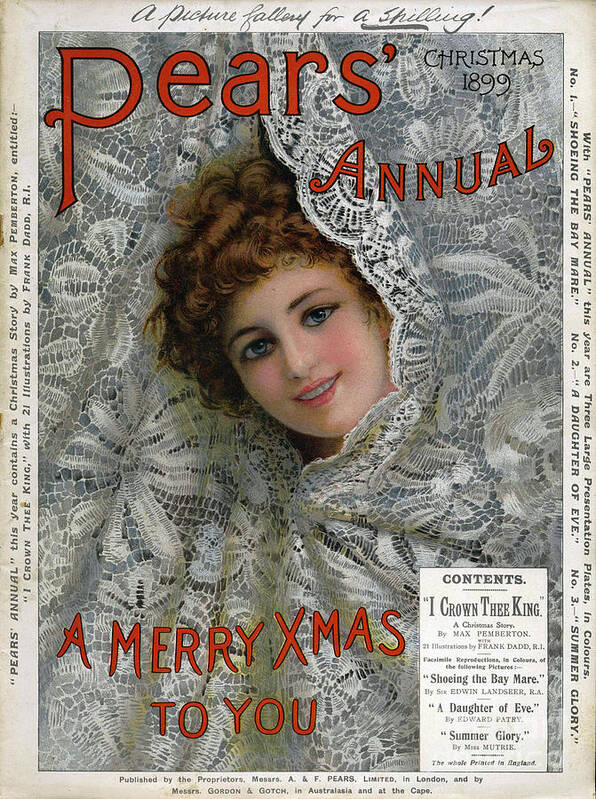 1890s Poster featuring the drawing Pears Annual 1899 1890s Uk Cc Christmas by The Advertising Archives