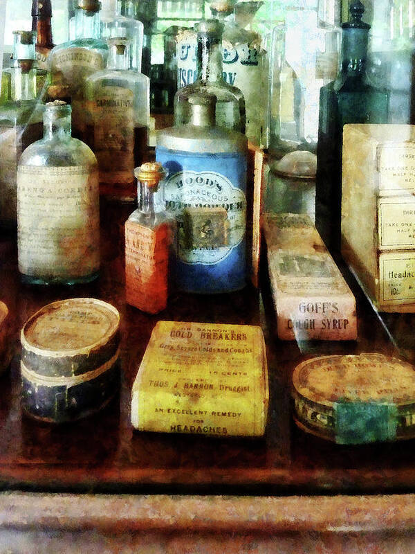 Druggist Poster featuring the photograph Pharmacy - Cough Remedies and Tooth Powder by Susan Savad