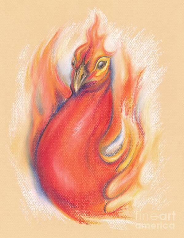 Mythical Creature Poster featuring the pastel Phoenix in the Flames by MM Anderson