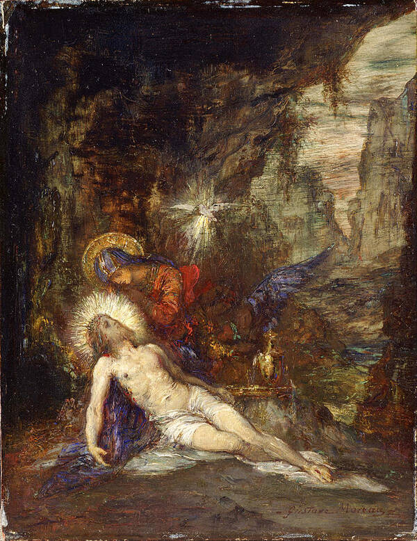 Gustave Moreau Poster featuring the painting Pieta by Gustave Moreau